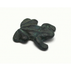Vintage Green Metal Frog Figurine or Paperweight Small Collectible Worry Toad