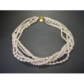 Vintage Anne Klein II Multistrand Pearl Necklace 19 inch Five Strands Faux Pearl