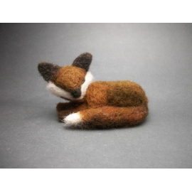 Needle Felted Fox  Small Needlefelted Sleeping Sleepy Fox Soft Sculpture
