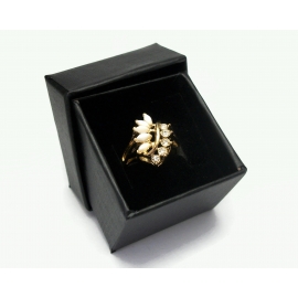 Vintage Opal and Clear Rhinestone Gold Cocktail Ring Size 6 1/2