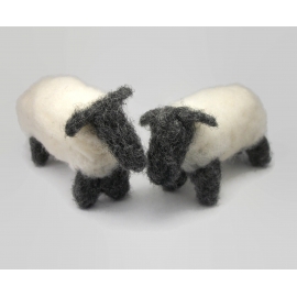Primitive Needle Felted Sheep Pair of Black and White Sheep Needlefelt Fiber Art Animal Soft Sculptures Set of Two Primitive Needle Felted Sheep Pair of Black and White Sheep Needlefelt Fiber Art