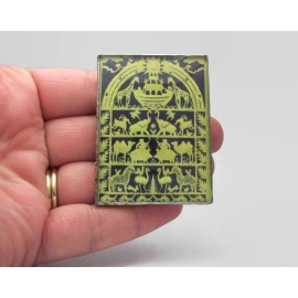 Vintage Illustrative Noah's Ark Brooch Navy Blue and Yellow Two by Two Animals Bible Story Image Vintage Illustrative Noah's Ark Brooch Navy Blue and Yellow Two by Two Animals