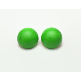 Vintage Spring Green Enamel Button Clip on Earrings Domed Round 13/16 inch