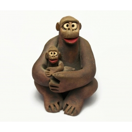 Vintage Clay Pottery Chimpanzee Ape and Baby Sculpture Chimp Figurine Mother and Child 1980s Home Decor Animal Art Vintage Clay Pottery Chimpanzee and Baby Sculpture Chimp Figurine Mother & Child