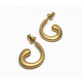 Vintage Monet Gold Curl Hoop Earrings Gold Swirl Hoop Surgical Steel Post Earrings for Pierced Ears Thin Narrow Unique Hoops Vintage Monet Curly Gold Hoop Earrings