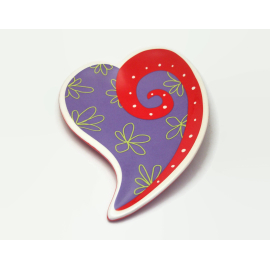 Vintage Purple and Red Heart Shaped Trinket Dish Floral Porcelain Ring Dish