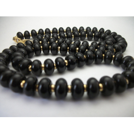 Vintage Napier Black and Gold Chunky Beaded Necklace 30 inch