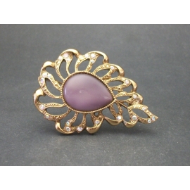 Vintage 1928 Purple Moonglow AB Crystal Openwork Brooch with Cabochon Abstract Elegant Pin AB Rhinestones 1928 Jewelry Company Co Vintage 1928 Purple Moonglow AB Crystal Openwork Brooch Pin with Cabochon