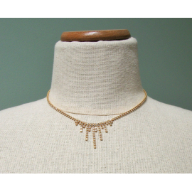 Vintage Monet Clear Rhinestone Fringe Necklace Wedding Bride Bridal Jewelry