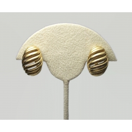 Vintage Gold Clip on Earrings Openwork Oval