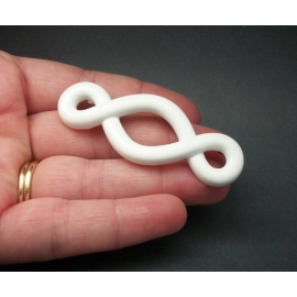 Vintage Monet White Enamel Metal Brooch Abstract Infinity Squiggle