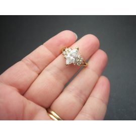 Vintage Clear Crystal Rhinestone Marquise Cut Women's Ring size 6 3/4
