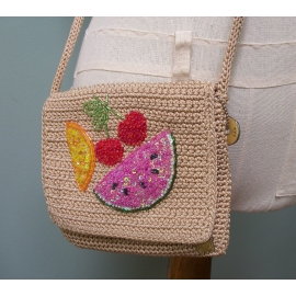 The Sak watermelon fruit crocheted and beaded crossbody handbag purse