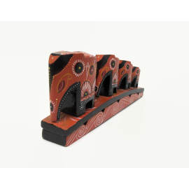 Wood Elephant Family Parade figurine tribal folk art home decor