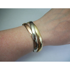 Vintage Copper Silver and Gold Tone Interconnected Bangles Mixed Metals
