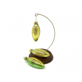 Vintage Set of Three 3 Blown Glass Corn on the Cob Christmas Ornaments