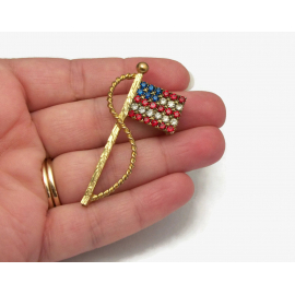 rhinestone american flag lapel pin