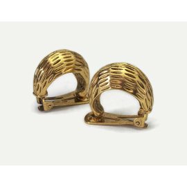 Textured gold chunky hoop clip on earrings