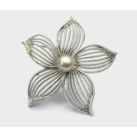 1960s Sarah Coventry Silver Flower Brooch Moonflower floral pin