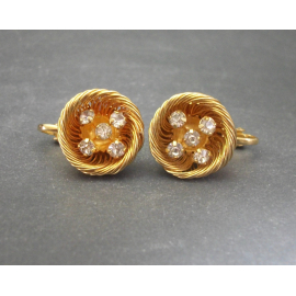 Vintage gold wire bird nest clip on earrings