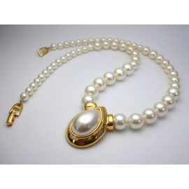 Vintage Napier Pearls Teardrop Gold Collarbone Necklace 18" Gradated Pearls