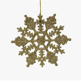 Large gold glitter snowflake Christmas ornaments set