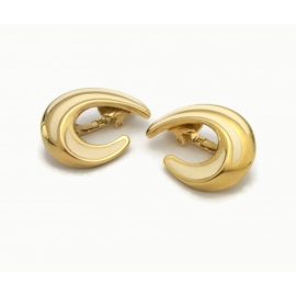 Trifari gold and cream white enamel clip on earrings