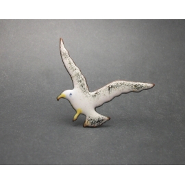 Vintage Enameled Metal Seagull Brooch Lapel Pin