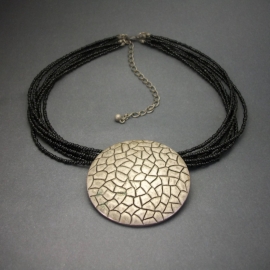 brutalist silver and black multistrand necklace