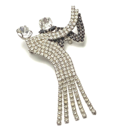 Vintage Pave Rhinestone Dancing Couple Brooch Prong Set Mid Century Art Deco