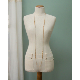 Vintage Crown Trifari Long Gold Chain Necklace 56" Opera Length Designer Signed