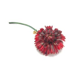 Vintage 1960s signed Sandor Red Enamel Flower Brooch or Lapel Pin