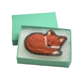 Needle Felted Fox Brooch Felt and Wool Fox Lapel Pin Handstitched