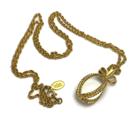 Joan Rivers Crystal Faberge Egg Gold Pendant Necklace Faberge Collection