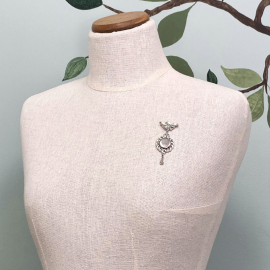 Vintage Monet Silver Locket Brooch Lapel Pin