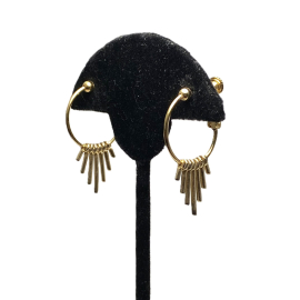 Vintage Napier Gold Hoop Fringe Clip on Earrings