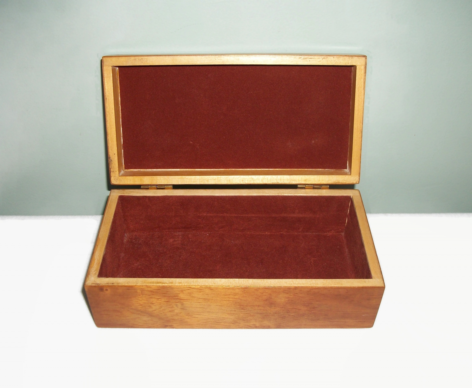 Vintage Wood Inlay Box with Rose Floral Motif Hinged Lid and Velvet