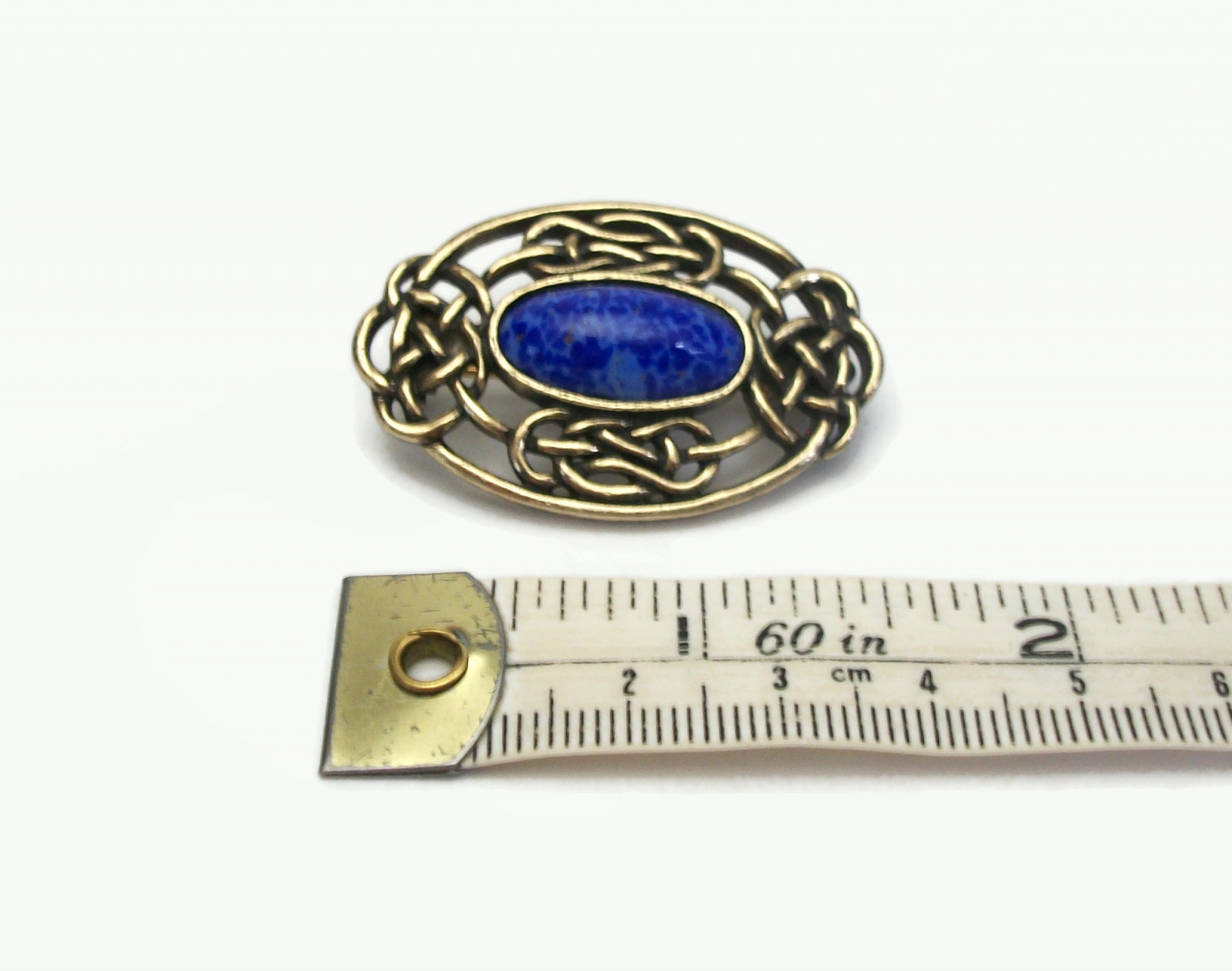 Broche Vintage Signée 'Miracle' - Émail Celtique Bleu Et Turquoise, Style écossais