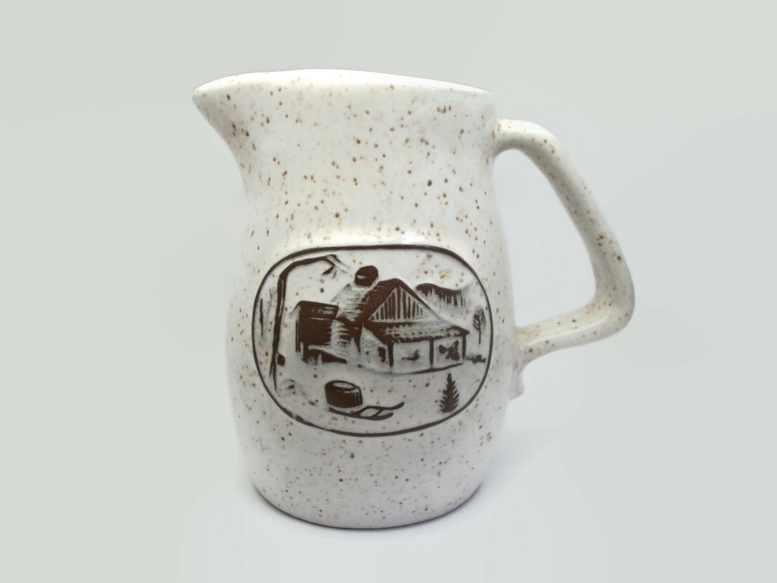 Onion River Pottery Creamer Small Pitcher Brown and White Speckled