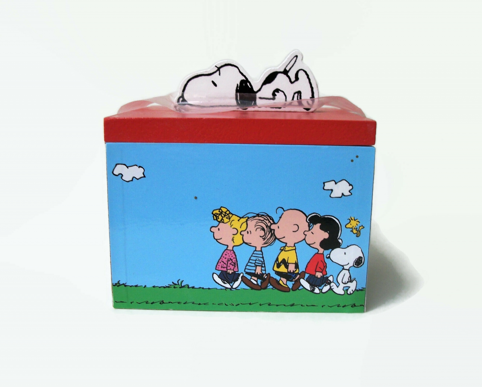 Peanuts Comics Themed Wood Box Snoopy Charlie Brown Woodstock Lucy Linus  Sally 2015 Peanuts Worldwide LLC Wooden Novelty Trinket Box