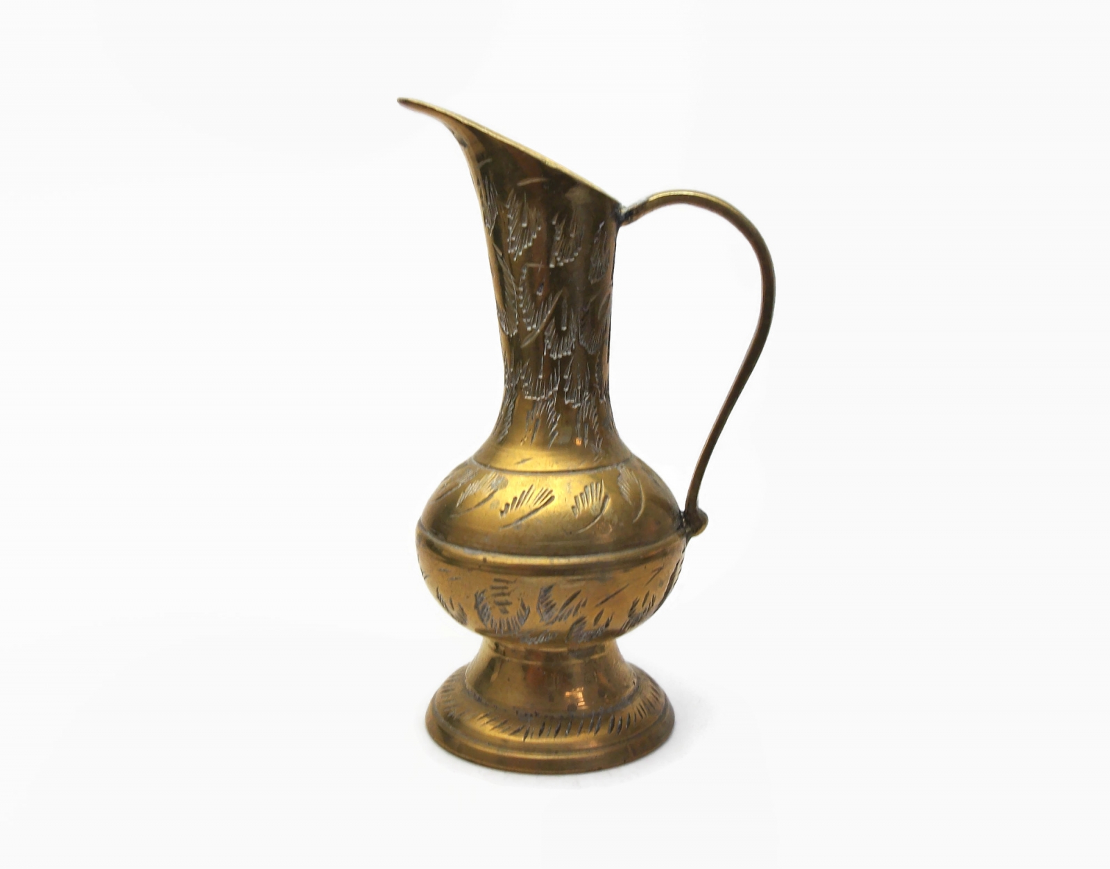 Vintage Miniature Brass Pitcher Ewer Made in India Tarnished 4 inches