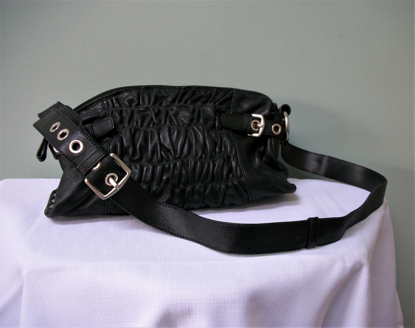 Black genuine leather hotsell purse