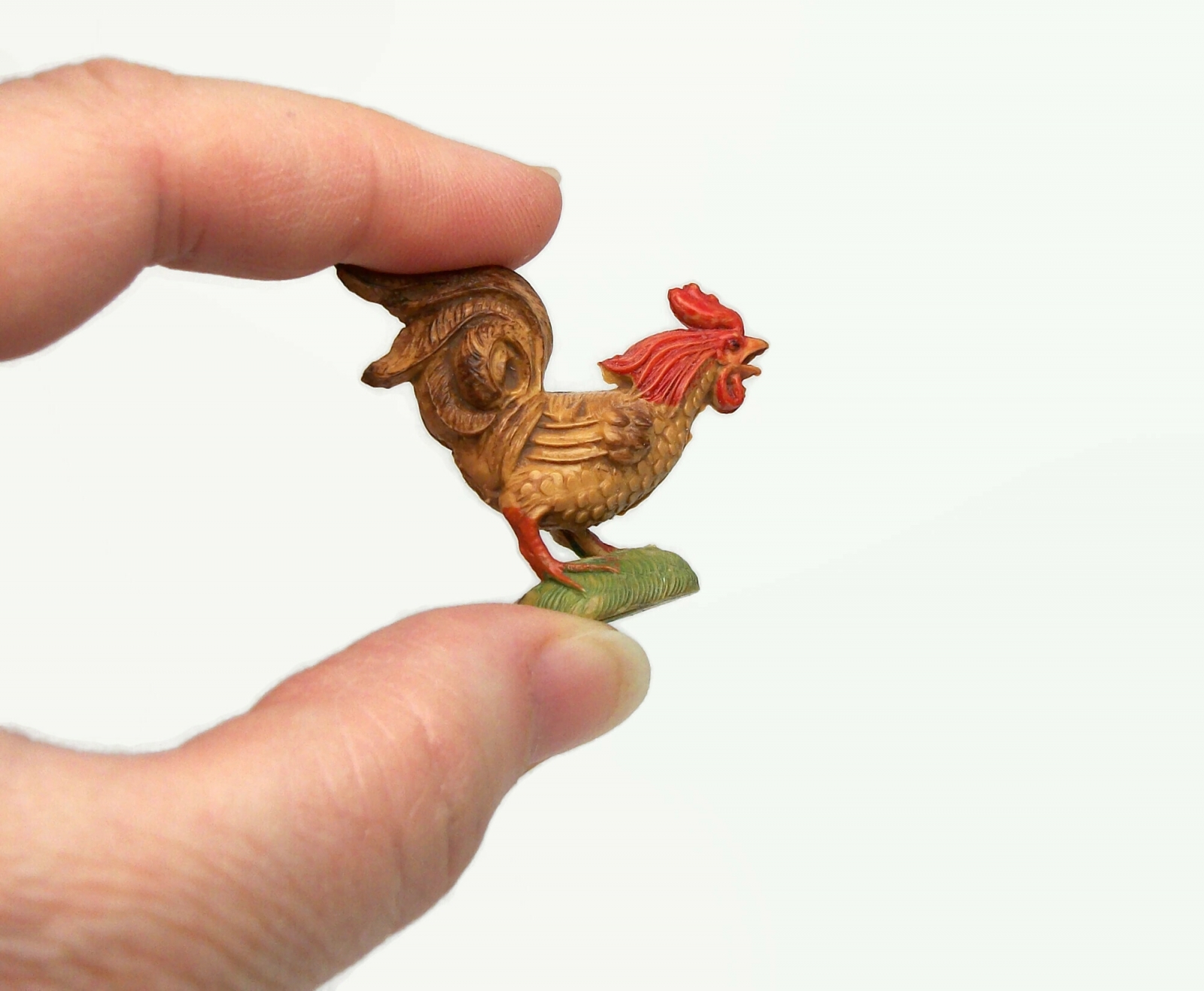 Vintage Miniature Plastic Rooster Figurine Made in Italy Tiny Small