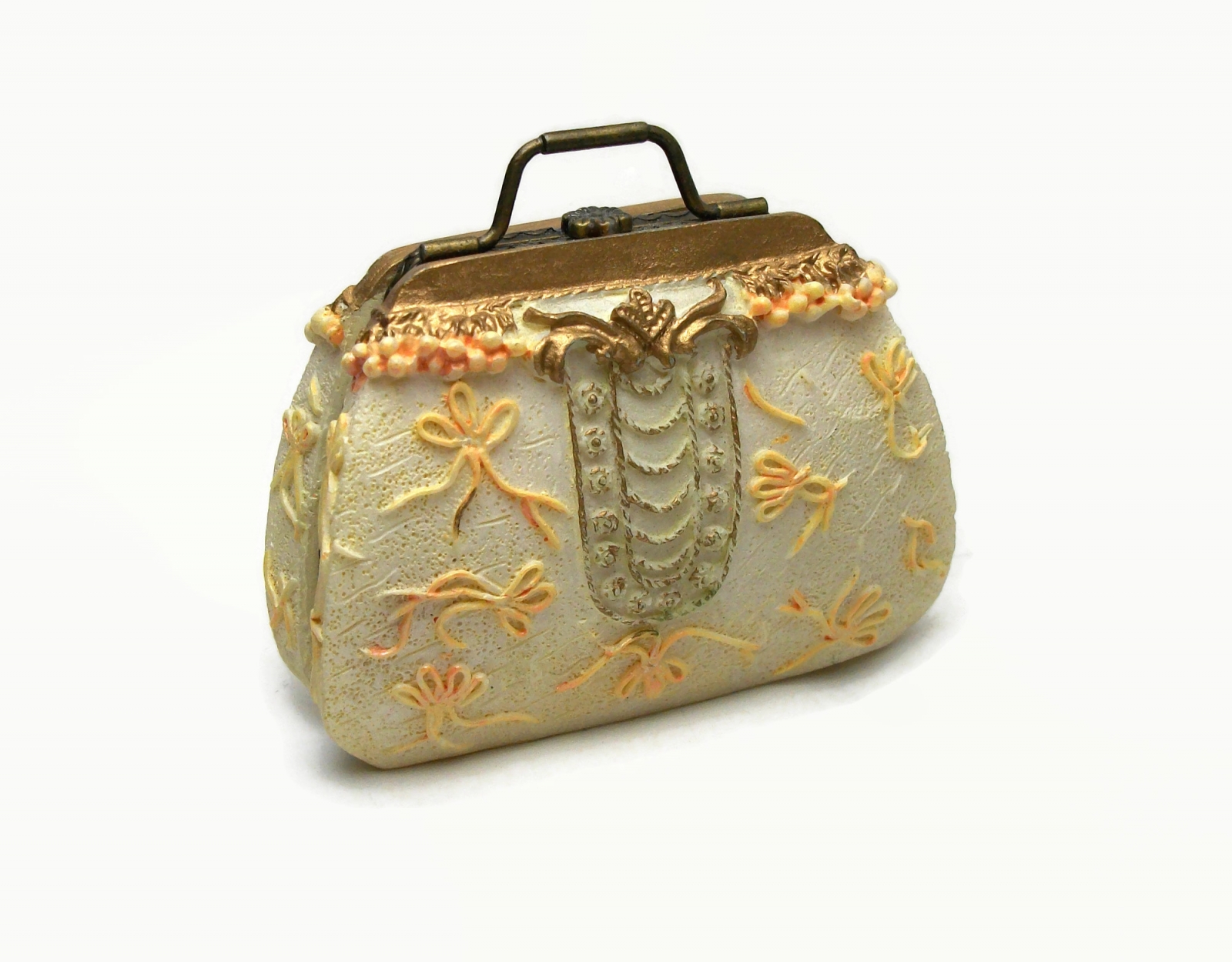 Vintage Purse Shaped Trinket Box Handbag Shaped Resin Ring Box Felt