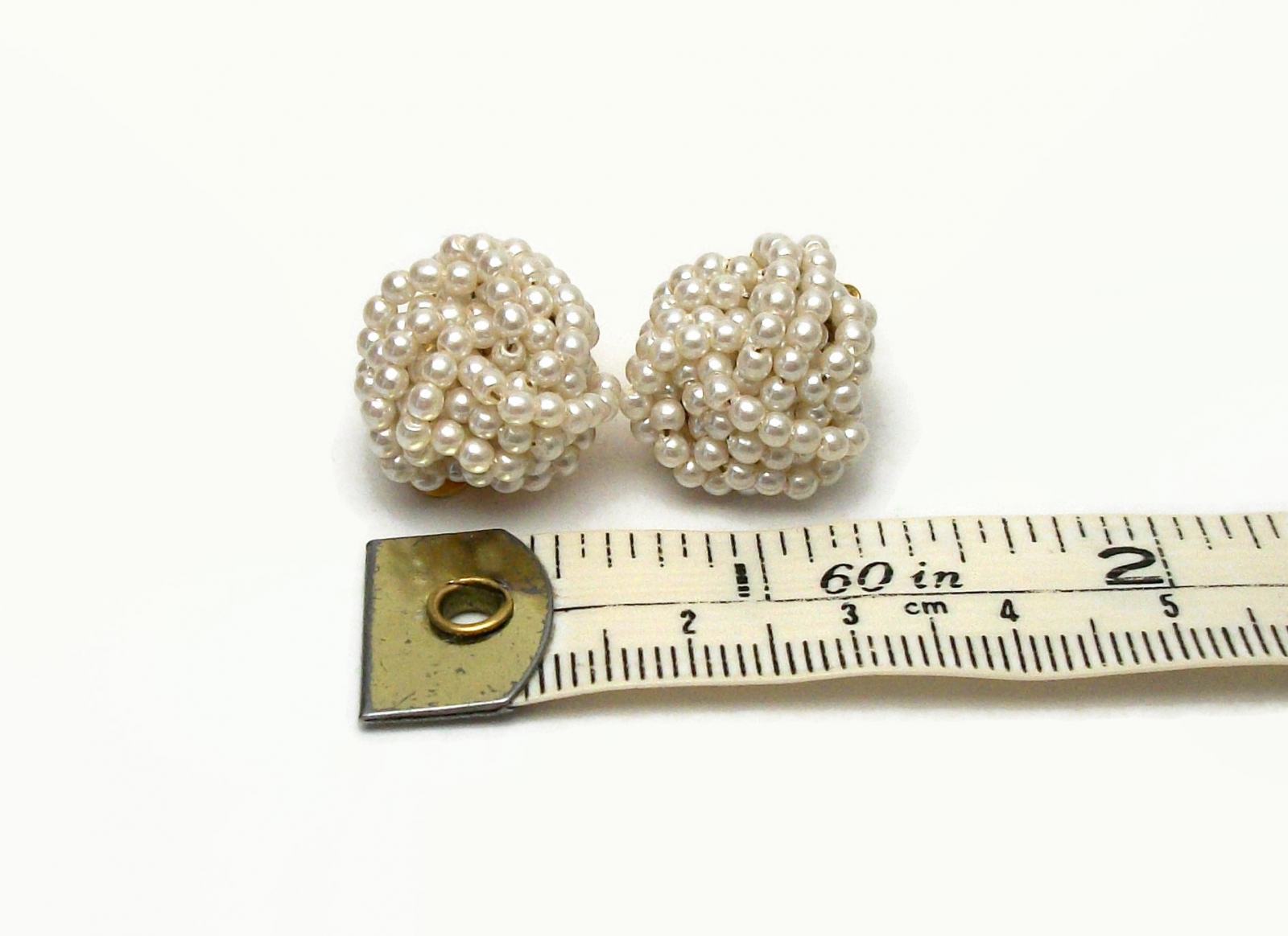 Vintage Faux Seed Pearl Bead Cluster Clip on Earrings Wedding Bride ...