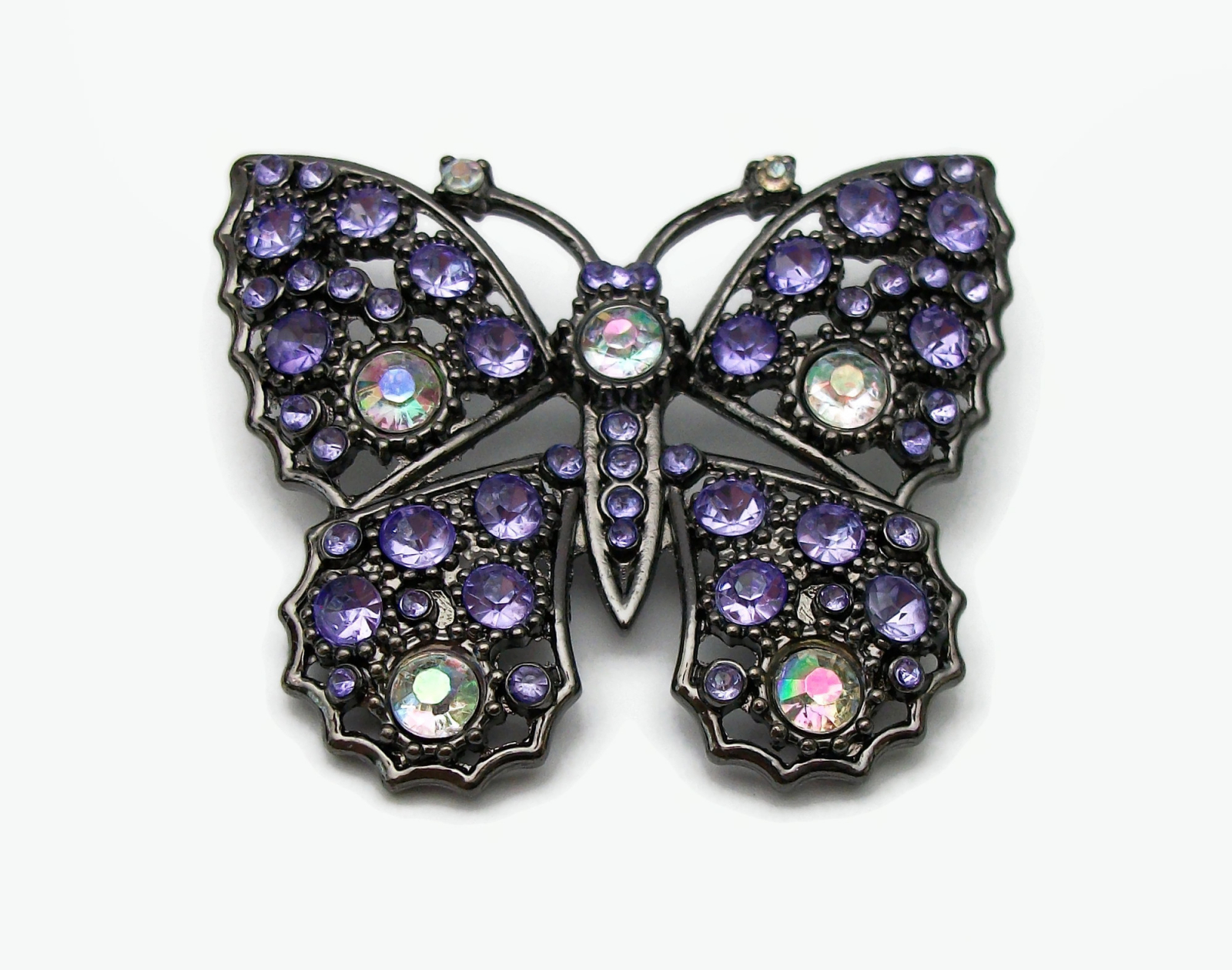 Purple Crystal Butterfly Brooch Pin – Vintage Rhinestone Charm For Holiday Gifts