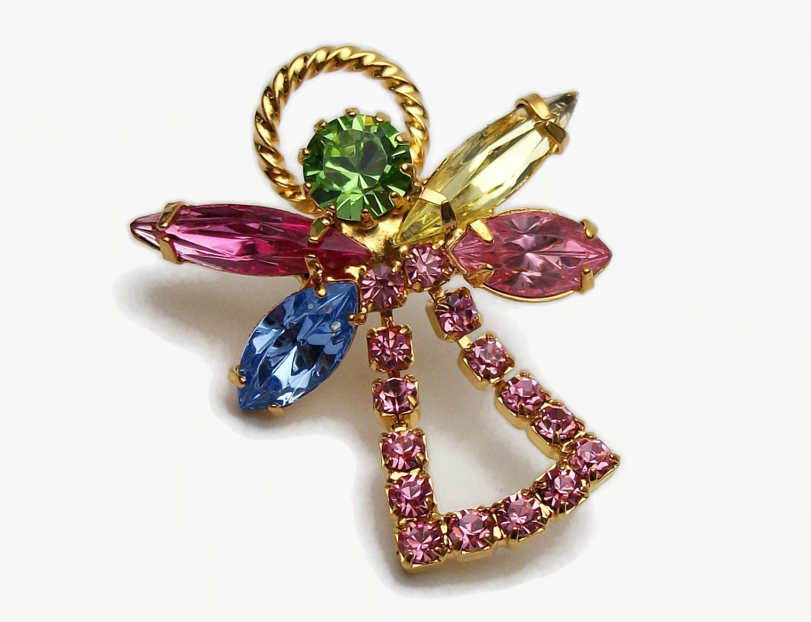 Pink Crystal Angel Pin Lapel Pin Tie Pin October Birthstone Guardian ...