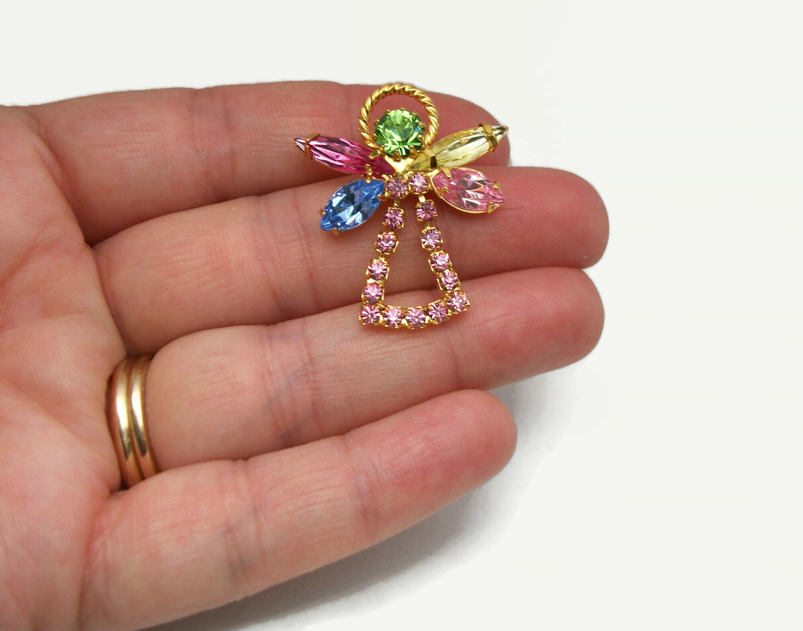 Pink Crystal Angel Pin Lapel Pin Tie Pin October Birthstone Guardian ...