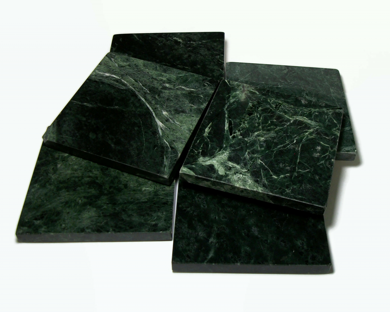 SET of 6 Vintage Marble Coasters with Marble Holder Cork and Green Felt
