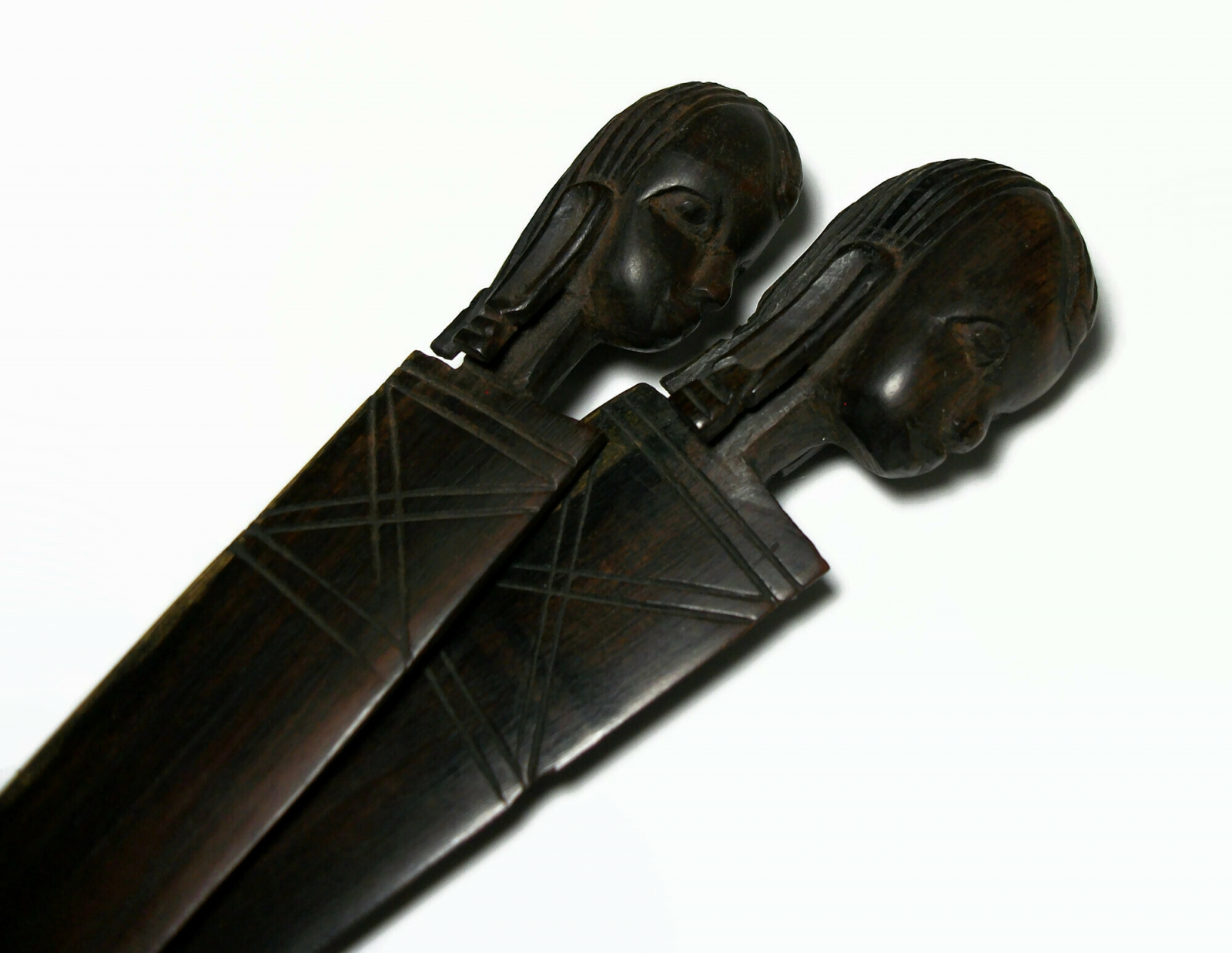 Vintage Pair of African Ebony Wood Letter Openers African Folk Art Hand